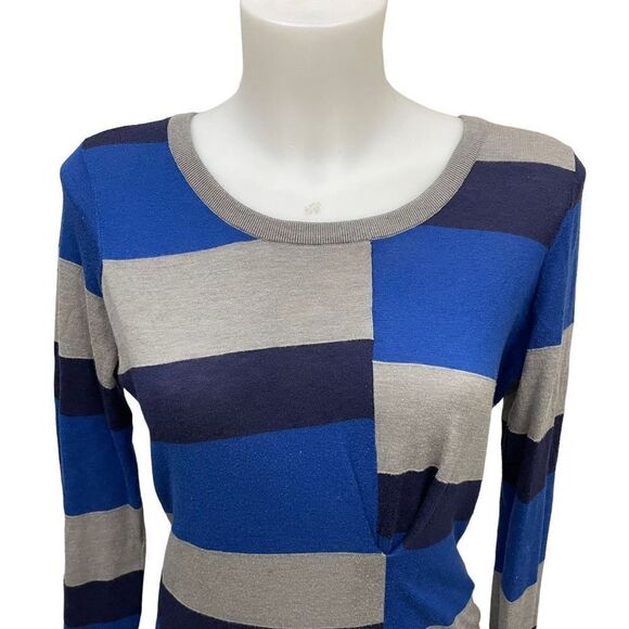 MARC by MARC Jacobs Blue Striped Soft Cashmere Knit pullover Sweater size XS - Picture 2 of 8